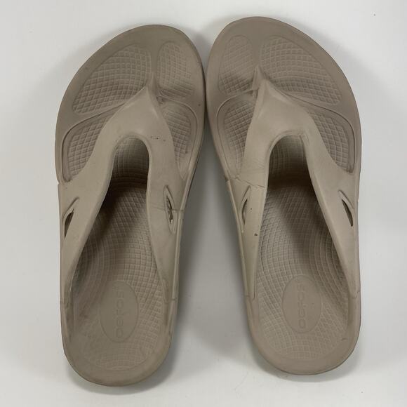 Oofos Ooriginal Flip Flip Sandals Mens Size 8 Womens Size 10 Nomad Beige Tan - Picture 5 of 9
